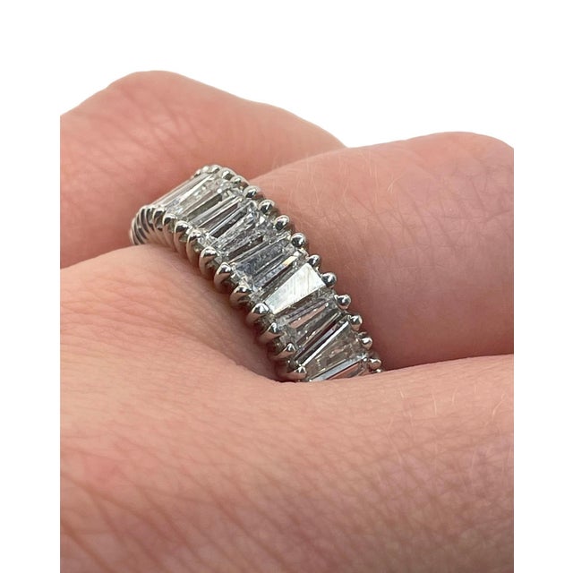 7 Carat Tapered Baguette Zig Zag Diamond and Platinum Eternity Band, Size 6.25 For Sale - Image 4 of 4