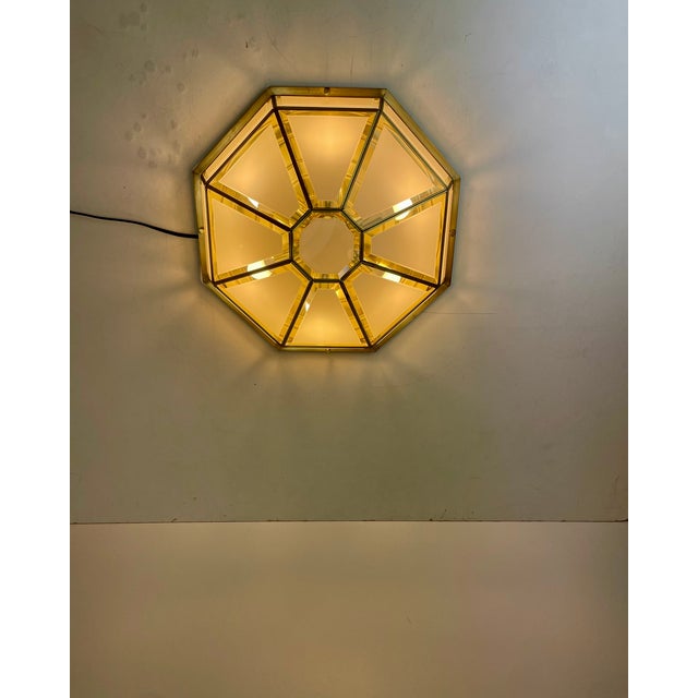 Hollywood Regency Brass Ceiling Lamp from Deknudt, Belgium, 1980s For Sale - Image 3 of 18