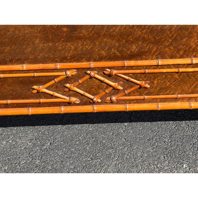19th Century Rj Horner Style Faux Bamboo Birds Eye Maple Bed Frame For Sale - Image 9 of 12