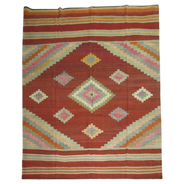 Textile Vintage Zabihi Collection Turkish Room Size Kilim - 8'5" x 11'6" For Sale - Image 7 of 7