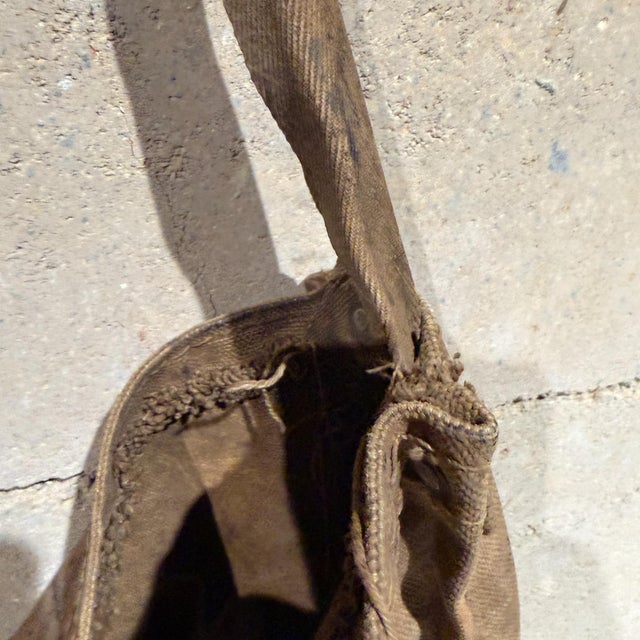 Textile Vintage Military Bread Bag (Musette Bag) Canvas Decoration For Sale - Image 7 of 15