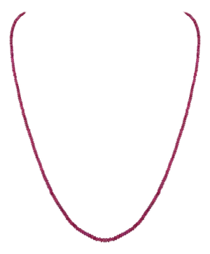 Natural 100 Carat Natural Ruby Bead Single Strand Necklace with Silver Clasp