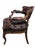 19th Century Victorian Brown Leather Button Back Open Frame Captains ArmChair with Cabriole Legs and Brass Castors Tub...