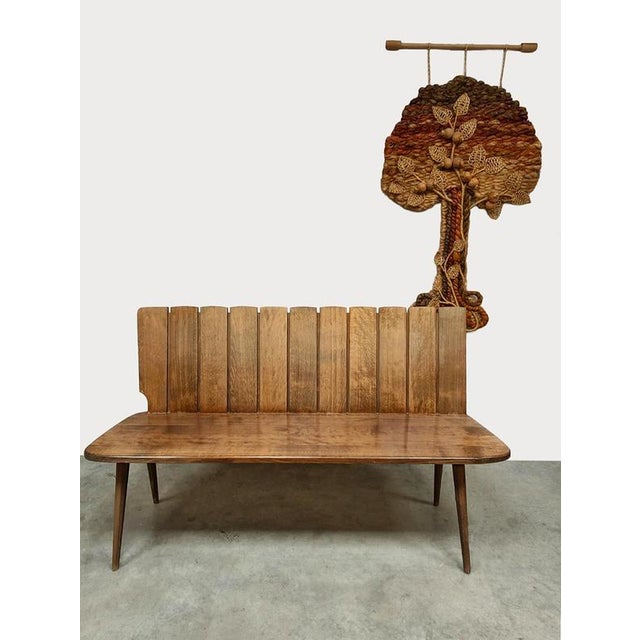 Mid-Century Brutalist Oak Bench, 1960 For Sale - Image 4 of 7