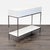White West Elm console table featuring two drawers and a minimalist design. Clean lines, lacquered finish, and a slim...