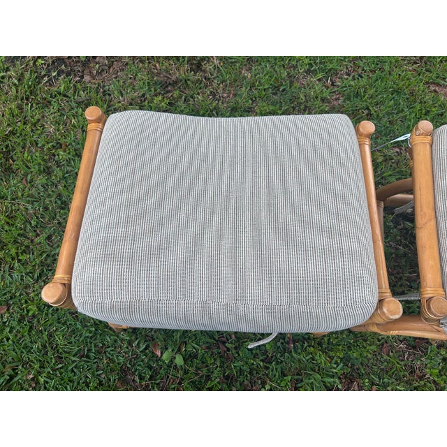 1 Vintage Rattan Ottoman With Zippered Cushions For Sale - Image 9 of 10