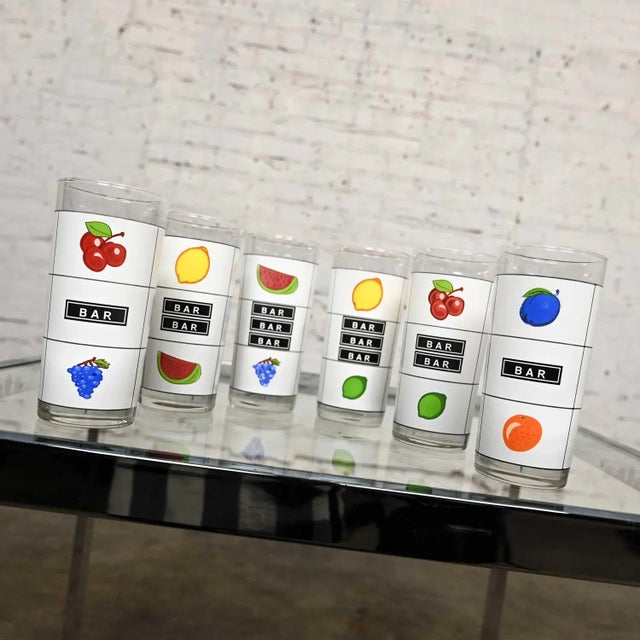 Late 20th Century Casino Slot Machine Highball Cocktail Glasses Set of 6 For Sale - Image 6 of 13