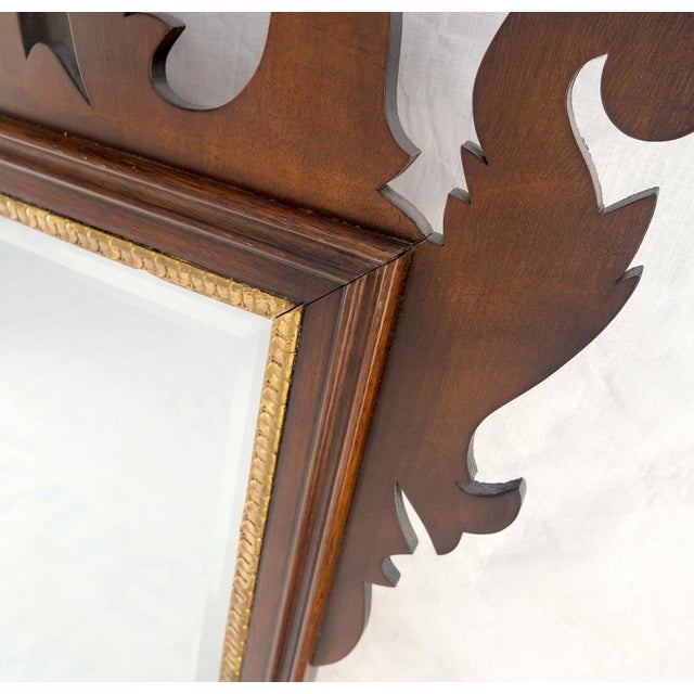Wood Pair Flame Mahogany Virginia Galleries Hankel Harris Beveled Wall Mirrors MINT! For Sale - Image 7 of 13