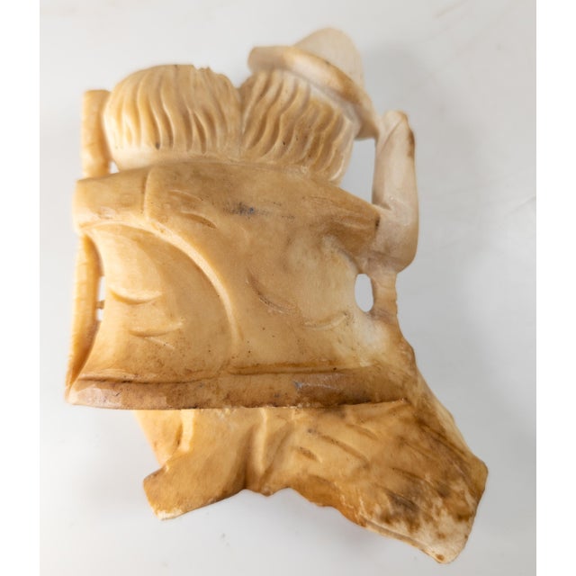 19th Century American Folk Art Alabaster Fragment Carving Boy & Girl on Swing For Sale - Image 10 of 10