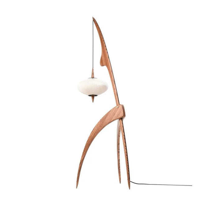 Limited Edition Rispal 'Praying Mantis Zébrant' floor lamp in Zebra Wood. The iconic model #14.950 was originally designed...