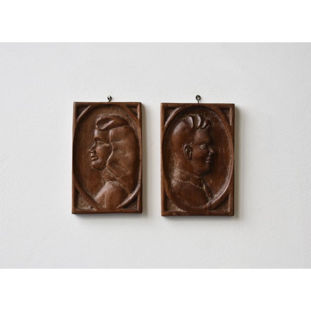 American Vintage Bas Relief Profile Portraits, a Pair, Circa 1930s-40s For Sale - Image 3 of 11