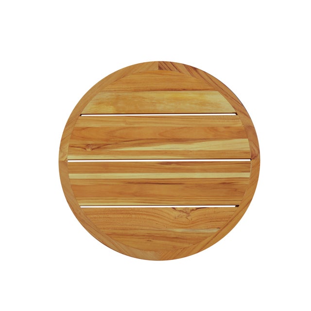 2020s Eclipse Outdoor Solid Teak Wood End Table, Golden Brown For Sale - Image 5 of 7