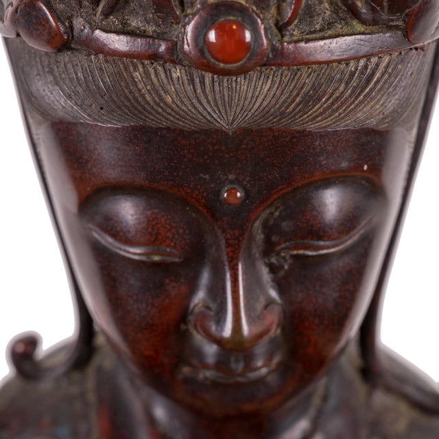 Metal Japanese Meiji Champlevé Bronze Kannon Figure For Sale - Image 7 of 13