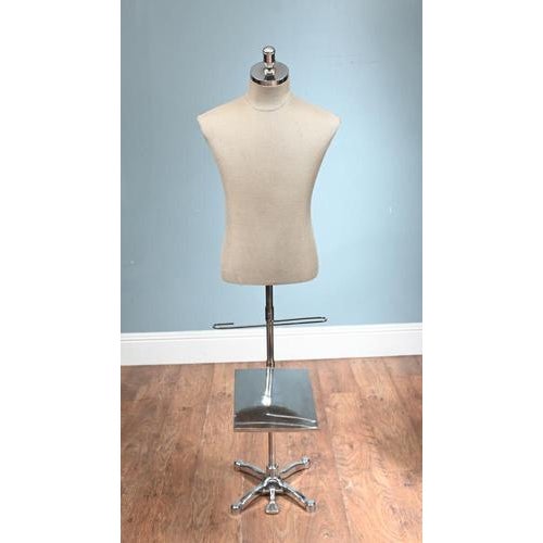 Beige Vintage Tailors Dummy Mannequin with Chrome Base For Sale - Image 8 of 8