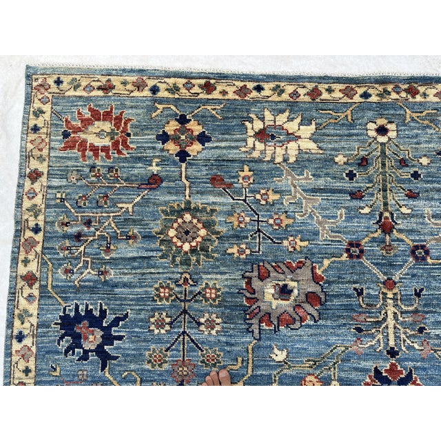 Cornflower Blue Oushak Rug 8x10 For Sale - Image 9 of 9