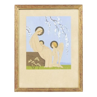 Giovanni Meschini, Our Lady with the Child Jesus and Angel, 1930, Engraving For Sale