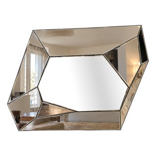 Large Italian Asymmetrical Wall Mirror with a Multi-Faceted Geometric Design, 1990s For Sale