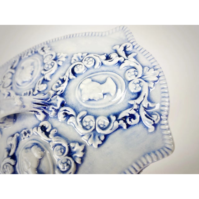 Cobalt Blue Ceramic Victorian Women Silhouette Trinket Box For Sale In Atlanta - Image 6 of 9