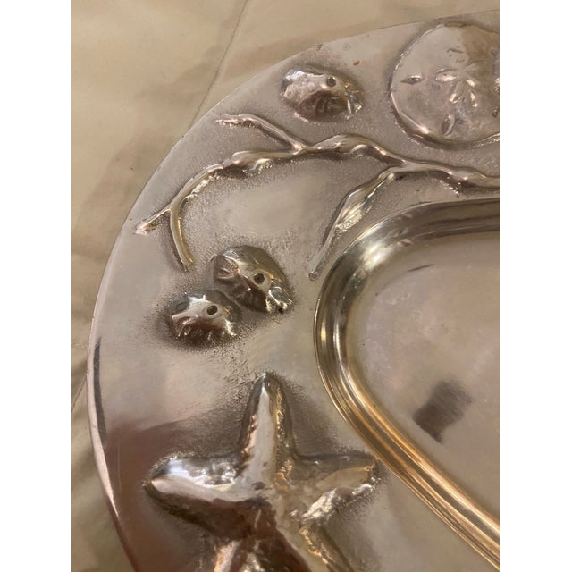 Metal Mariposa Serving Dish With Shell Relief For Sale - Image 7 of 8