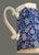 Antique English Calico Blue & White Floral Stoneware Pitcher For Sale - Image 6 of 8