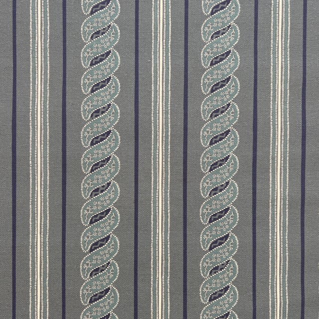 Contemporary Casa Lopez Carolina Irving Denim Blue Menerbes Stripe Solution Dyed Acrylic All Season Fabric- 7 Yards For Sale - Image 3 of 7