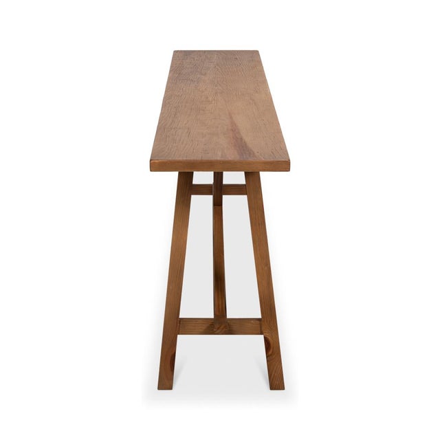 Wood Farmhouse Double X Base Console Table in Pine For Sale - Image 7 of 11