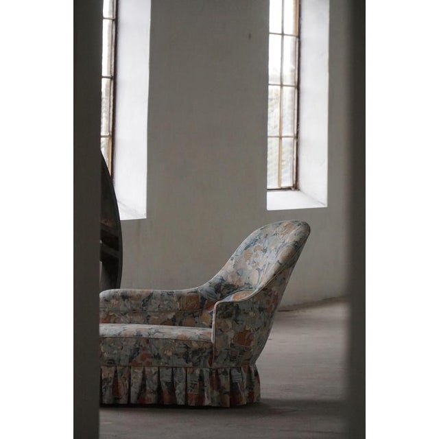 Vintage Danish Chaise Lounge with Floral Upholstery, 1930s For Sale - Image 12 of 15