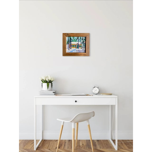 2020s Tahoe Cabin Snowscape, Contemporary Original Oil Painting For Sale - Image 5 of 14