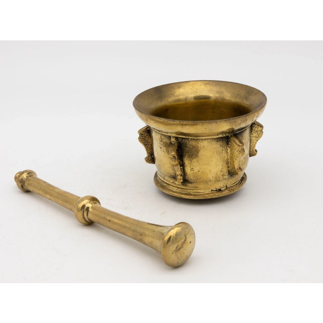 Traditional Antique Vintage Brass Mortar and Pestle For Sale - Image 3 of 6