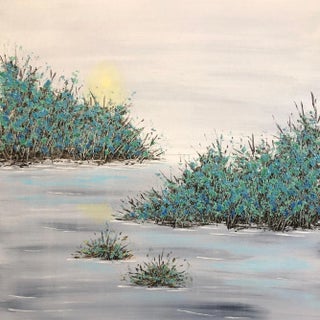 "Lazy Day at the Lake" Contemporary Original Impressionist Style Landscape Painting by Deb Bossert For Sale