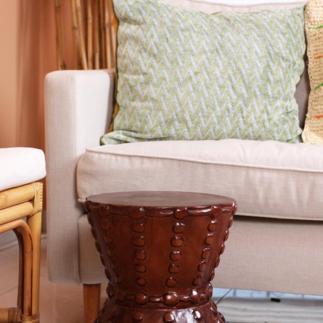 Elly Round Oak Wood Side Table For Sale - Image 4 of 9