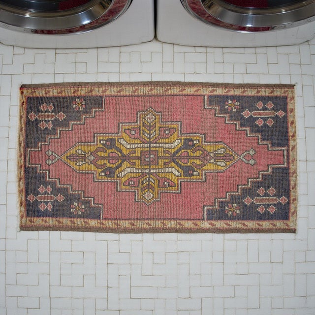 Farmhouse 1970s Small Rug, Entryway Rug, Bath Mat, Kitchen Decor, Turkish Rug, Doormat 1'11" X 3'7" For Sale - Image 3 of 11