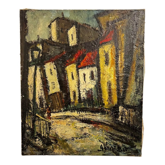 George Vausser Cityscape Painting Signed For Sale