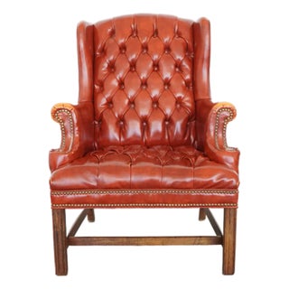 Vintage Wingback Tufted Armchair For Sale