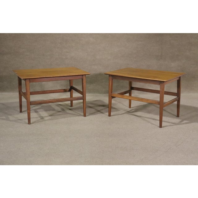 Mid 20th Century Pair of Mid-Century Walnut End Tables - 2 Pieces For Sale - Image 4 of 11