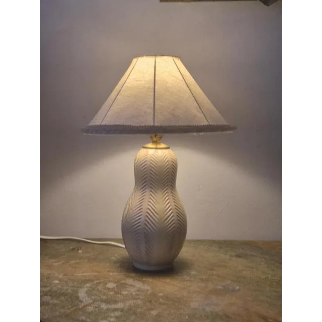 Swedish Modern Table Lamp with Ceramic Base attributed to Anna-Lisa Thomson fir Upsala Ekeby, 1950s For Sale - Image 13 of 14