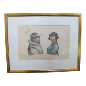 Louis Ludovik Choris Hand Tinted C1822 Lithograph Inhabitants of the Aleutian Islands