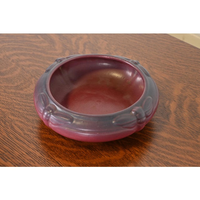 Van Briggle Arts & Crafts Dragonfly Mulberry Glazed Ceramic Bowl, Early 20th Century For Sale In South Bend - Image 6 of 12
