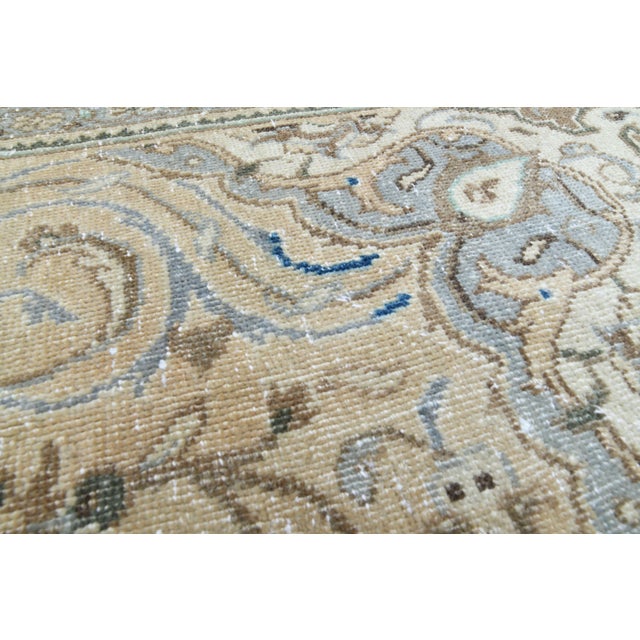 1970s Vintage Persian Handmade Wool Cotton Beige Area Rug For Sale - Image 9 of 11