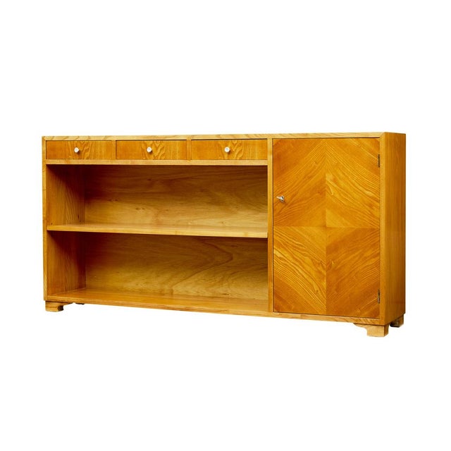 Mid-Century Modern Scandinavian Elm Low Open Bookcase, 1950 For Sale - Image 11 of 11
