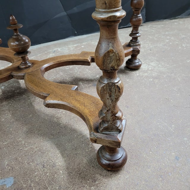 French 19th Century Walnut Side Table With X-Stretcher, Turned Legs & a Drawer For Sale - Image 13 of 18