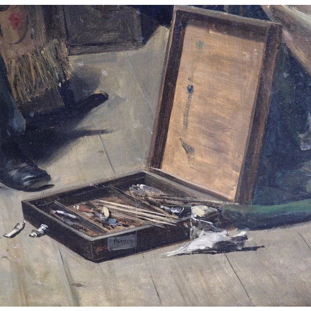 Brown Antique Painting by Waldemar Knut Gustaf Tode For Sale - Image 8 of 12