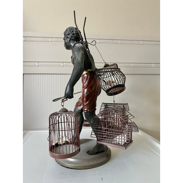 Vintage Nubian Blackamoor Bird Seller Statue by Petites Choses For Sale In West Palm - Image 6 of 9