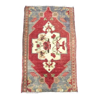 1960s Vintage Art Deco Turkish Handmade Rug- 1′6″ × 2′6″ For Sale