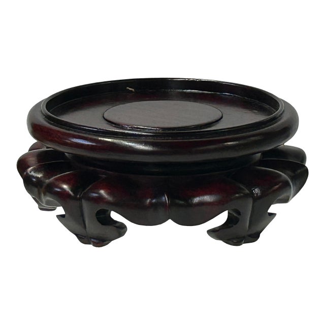 3.35" Brown Wood Curve Base 5 Legs Round Display Stand Riser Easel For Sale