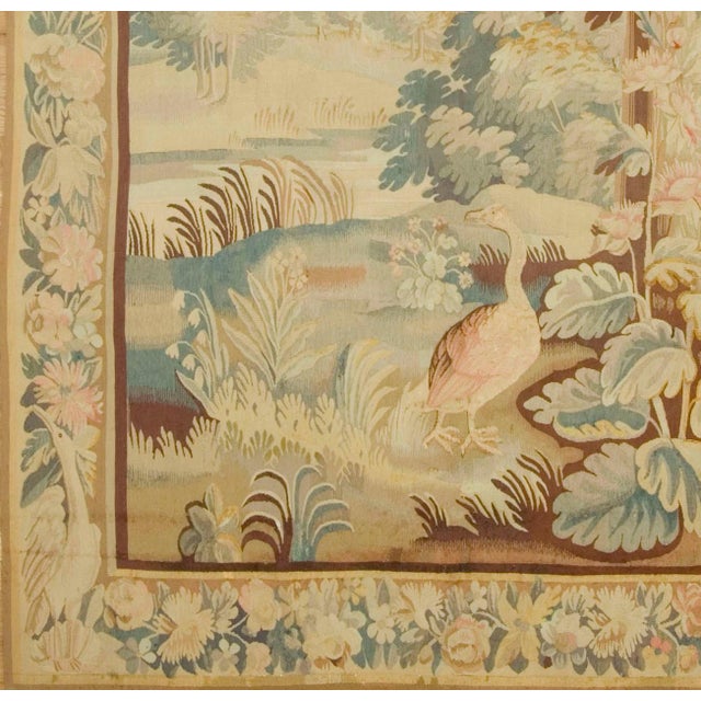 19th Century Antique Circa 1850 French Verdure Tapestry 5'7 X 9'1 For Sale - Image 5 of 8