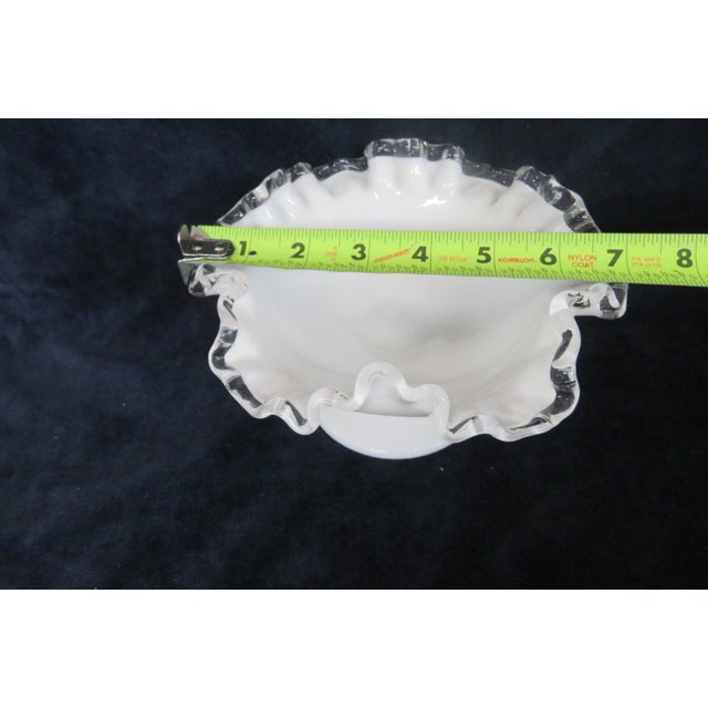 Fenton Silver Crest Milk Glass Ruffled Pedestal Compote Candy Dish 5174b For Sale In Miami - Image 6 of 12