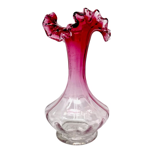 Antique Victorian Cranberry Glass Jack in the Pulpit Vase For Sale