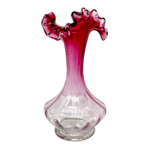 Antique Victorian Cranberry Glass Jack in the Pulpit Vase