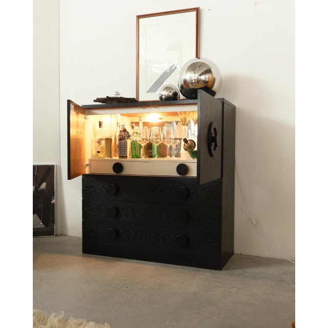 Brutalist Black Bar Cabinet with Two Doors and Three Drawers, Belgium, 1970s For Sale - Image 15 of 17